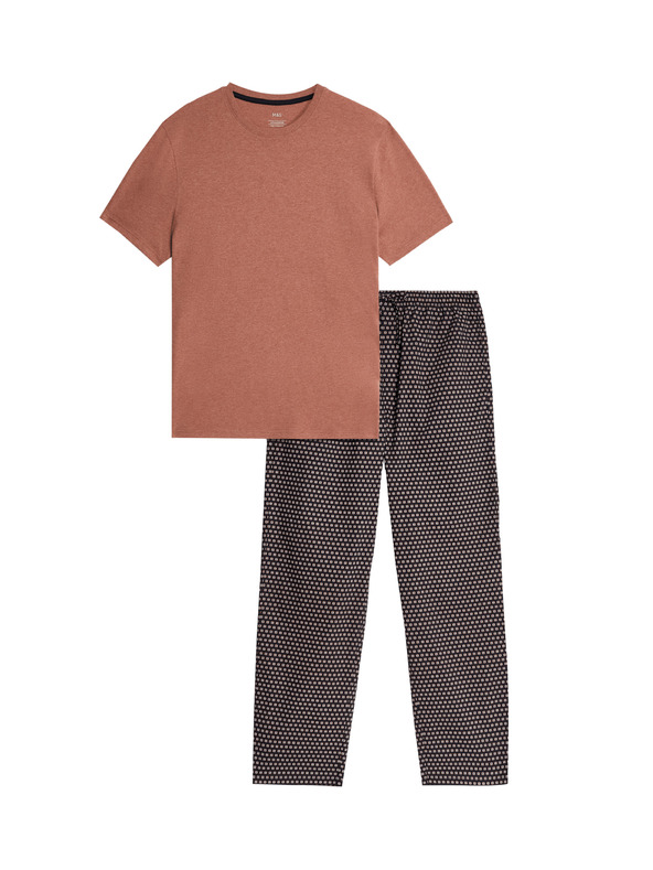 Marks & Spencer Pyžamová súprava z čistej bavlny s geometickou potlačou Marks & Spencer oranžová