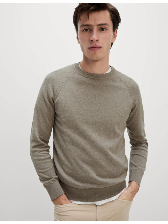 Marks & Spencer Sveter z čistej bavlny, s výstrihom ku krku Marks & Spencer béžová