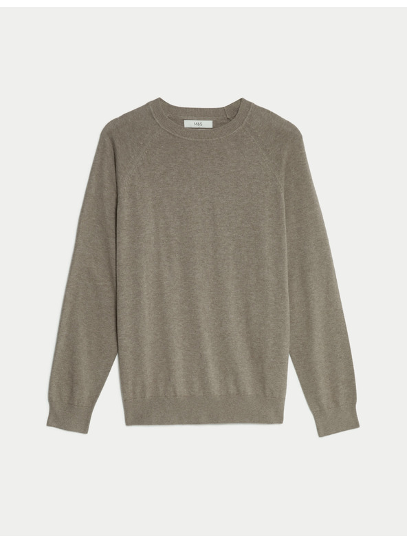 Marks & Spencer Sveter z čistej bavlny, s výstrihom ku krku Marks & Spencer béžová