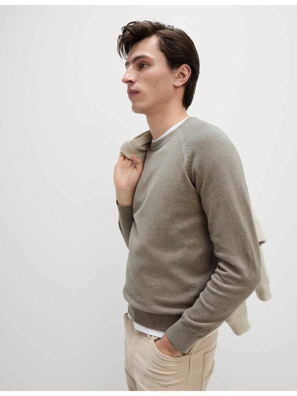 Marks & Spencer Sveter z čistej bavlny, s výstrihom ku krku Marks & Spencer béžová