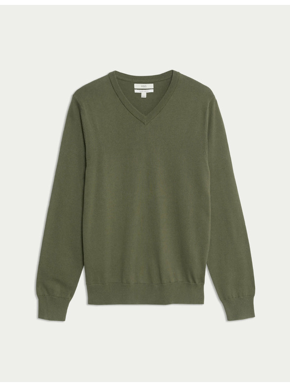 Marks & Spencer Čisto bavlnený sveter s výstrihom do V Marks & Spencer