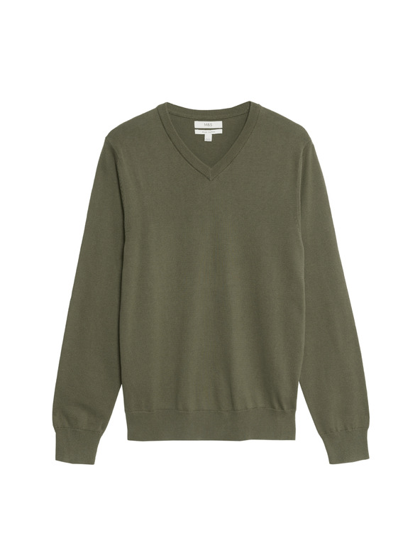 Marks & Spencer Čisto bavlnený sveter s výstrihom do V Marks & Spencer