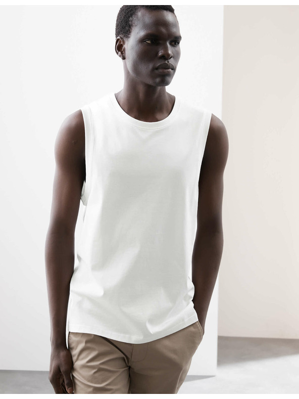 Marks & Spencer Tielkový top z čistej bavlny Supima® s výstrihom ku krku Marks & Spencer biela