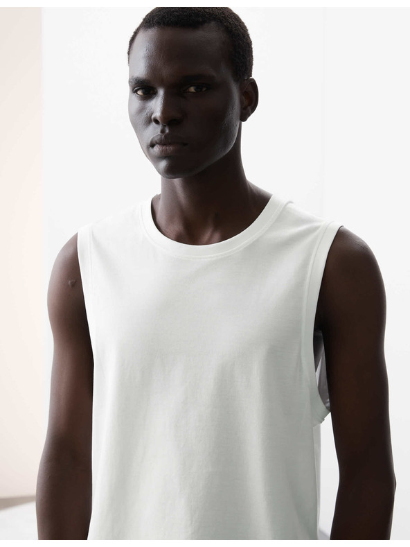 Marks & Spencer Tielkový top z čistej bavlny Supima® s výstrihom ku krku Marks & Spencer biela