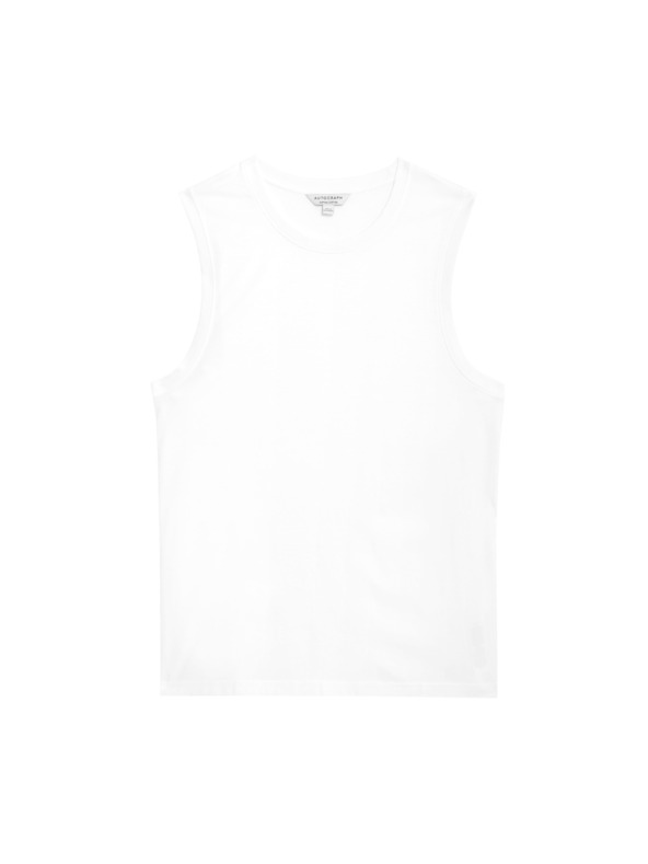 Marks & Spencer Tielkový top z čistej bavlny Supima® s výstrihom ku krku Marks & Spencer biela