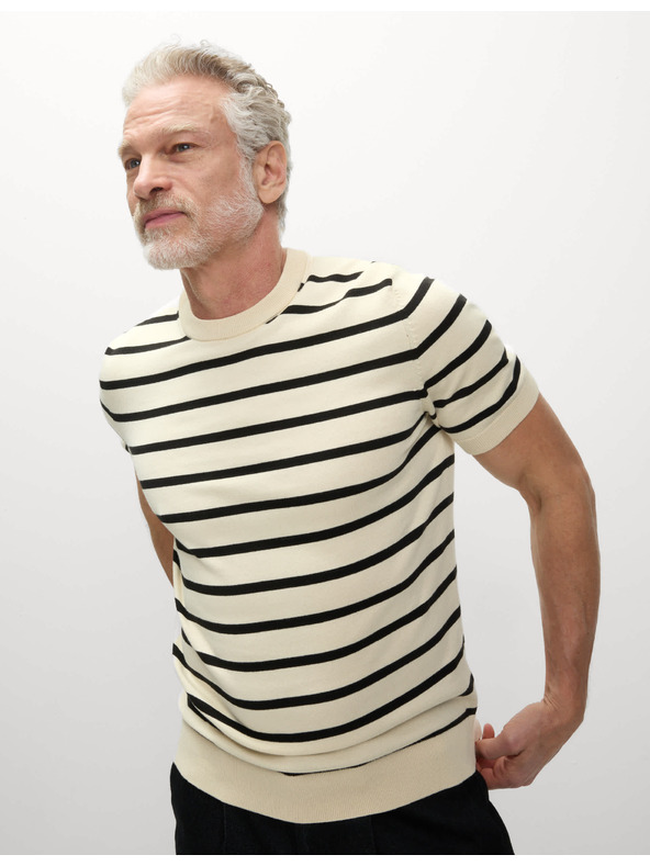 Marks & Spencer Pruhované tričko s vysokým podielom bavlny Marks & Spencer smotanová