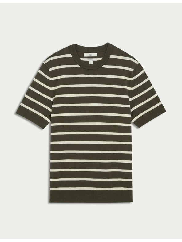 Marks & Spencer Pruhované tričko s vysokým podielom bavlny Marks & Spencer zelená