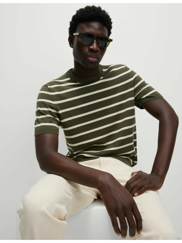 Marks & Spencer Pruhované tričko s vysokým podielom bavlny Marks & Spencer zelená