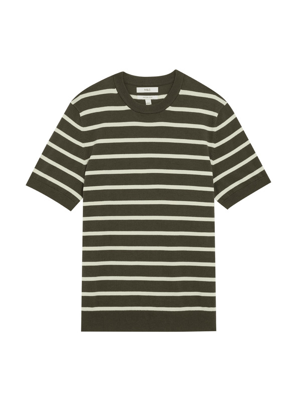 Marks & Spencer Pruhované tričko s vysokým podielom bavlny Marks & Spencer zelená