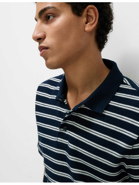 Marks & Spencer Pruhovaná polokošeľa s vysokým podielom bavlny Marks & Spencer námorná modrá