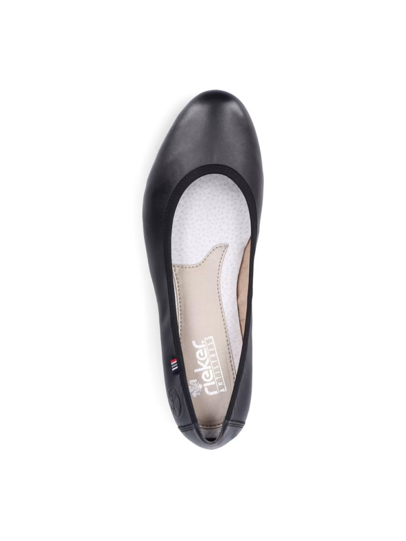 Rieker Čierne kožené balerínky Rieker