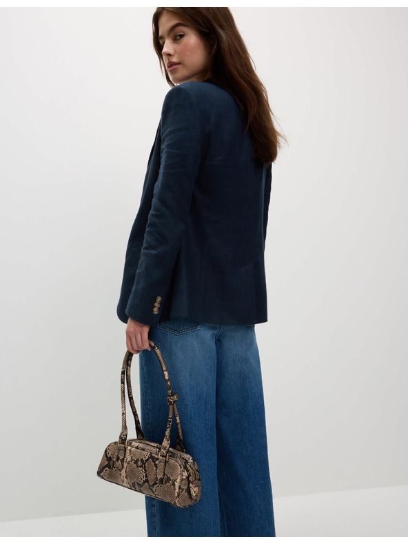 Marks & Spencer Jednoradový blejzer s vysokým podielom ľnu Marks & Spencer námornická modrá