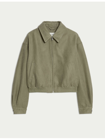 Marks & Spencer Semišová uvoľnená bunda Harrington Marks & Spencer hnedá