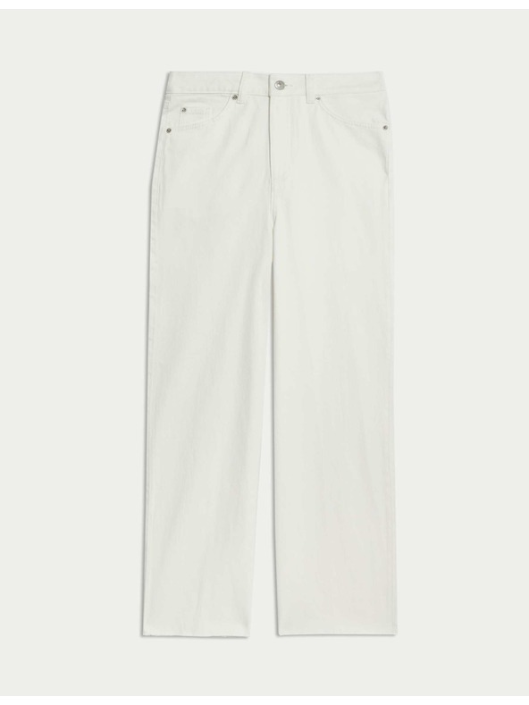 Marks & Spencer Džínsy so širokými nohavicami v skrátenej dĺžke Marks & Spencer biela