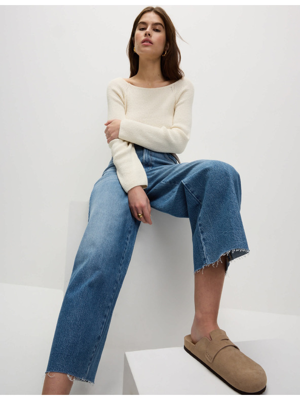 Marks & Spencer Džínsy so širokými nohavicami v skrátenej dĺžke Marks & Spencer námorná modrá