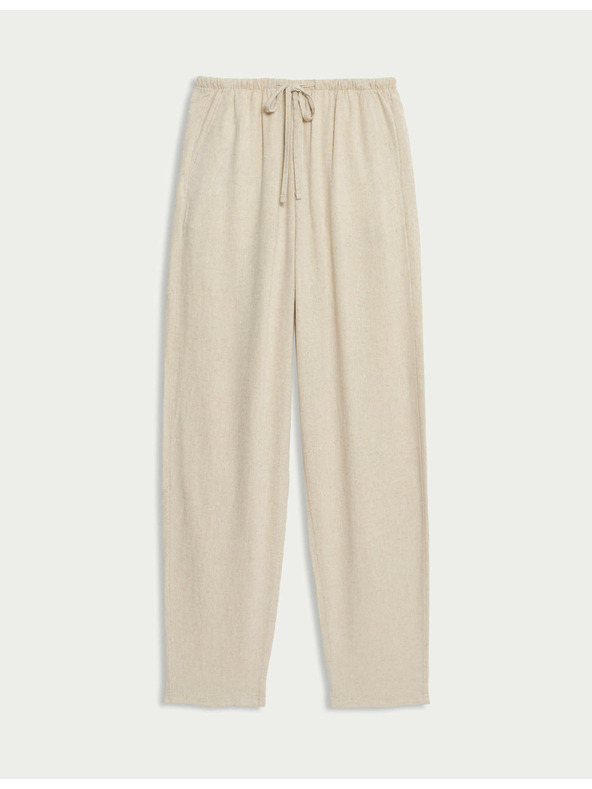 Marks & Spencer Nohavice so sťahovacou šnúrkou, zúženými nohavicami a vysokým podielom ľanu Marks & Spencer béžová