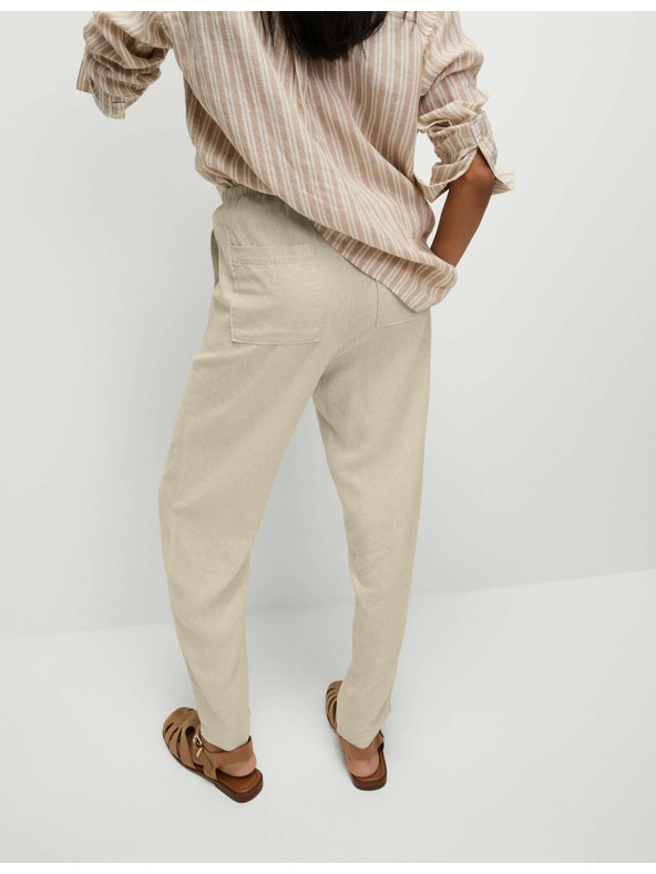 Marks & Spencer Nohavice so sťahovacou šnúrkou, zúženými nohavicami a vysokým podielom ľanu Marks & Spencer béžová
