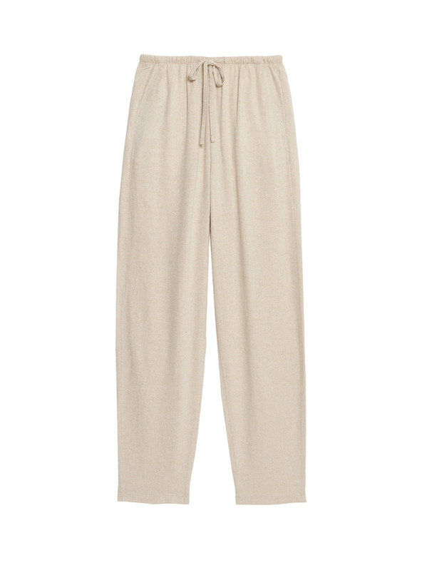 Marks & Spencer Nohavice so sťahovacou šnúrkou, zúženými nohavicami a vysokým podielom ľanu Marks & Spencer béžová