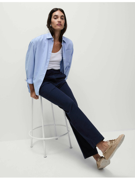 Marks & Spencer Rovné chino nohavice s vysokým podielom bavlny Marks & Spencer námornická modrá