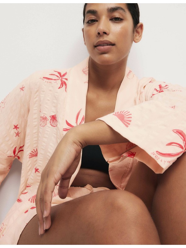 Marks & Spencer Mačkaný zavinovací župan s vysokým podielom bavlny Marks & Spencer ružová