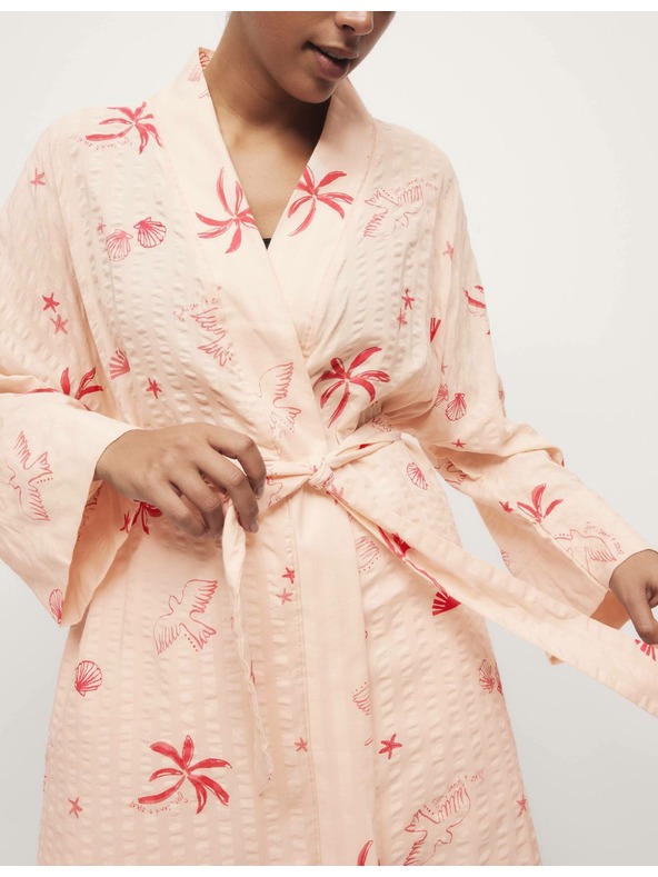 Marks & Spencer Mačkaný zavinovací župan s vysokým podielom bavlny Marks & Spencer ružová