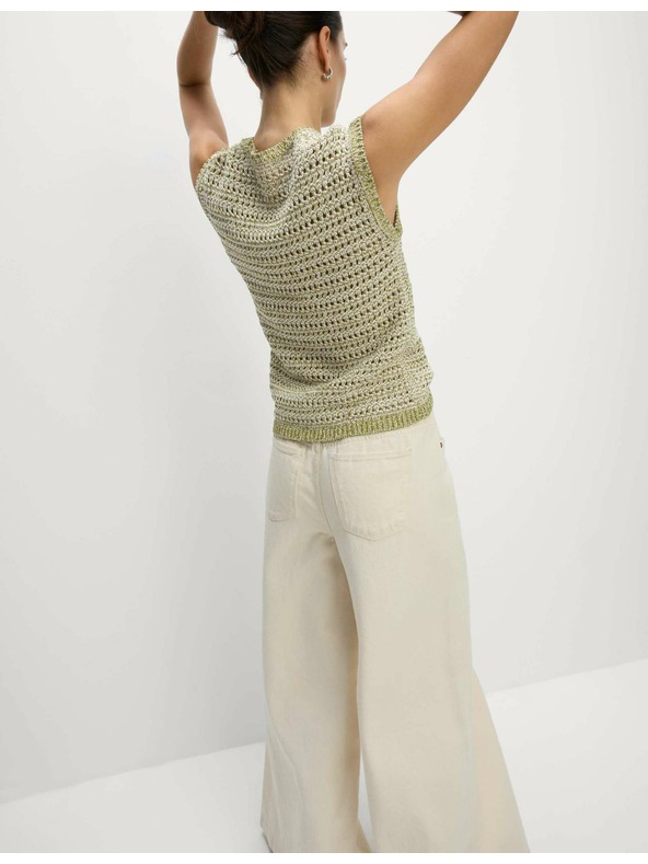 Marks & Spencer Pletená vesta úzkeho strihu so standing golierom, s bavlnou Marks & Spencer zelená