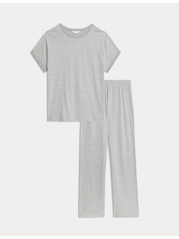 Marks & Spencer Pyžamová súprava s vysokým podielom bavlny s potlačou listov Marks & Spencer sivá