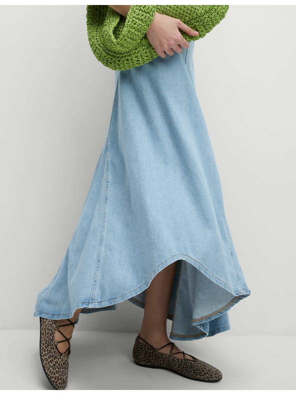 Marks & Spencer Džínsová maxi asymetrická sukňa so zvýrazneným pásom Marks & Spencer námornická modrá