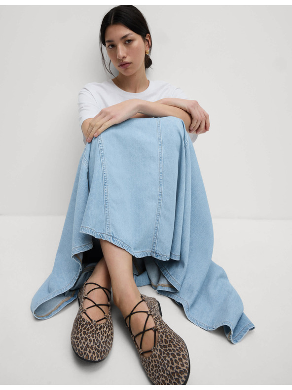 Marks & Spencer Džínsová maxi asymetrická sukňa so zvýrazneným pásom Marks & Spencer námornická modrá