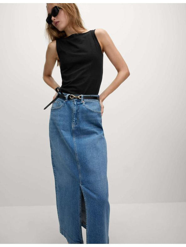 Marks & Spencer Tielko s lodičkovým výstrihom a vysokým podielom bavlny Marks & Spencer čierna