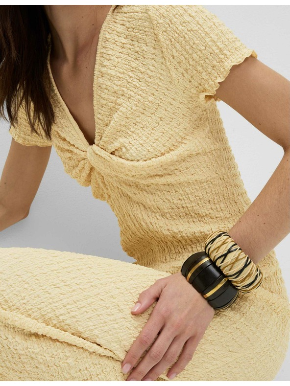 Marks & Spencer Žerzejové texturované midi púzdrovité šaty s výstrihom do V Marks & Spencer