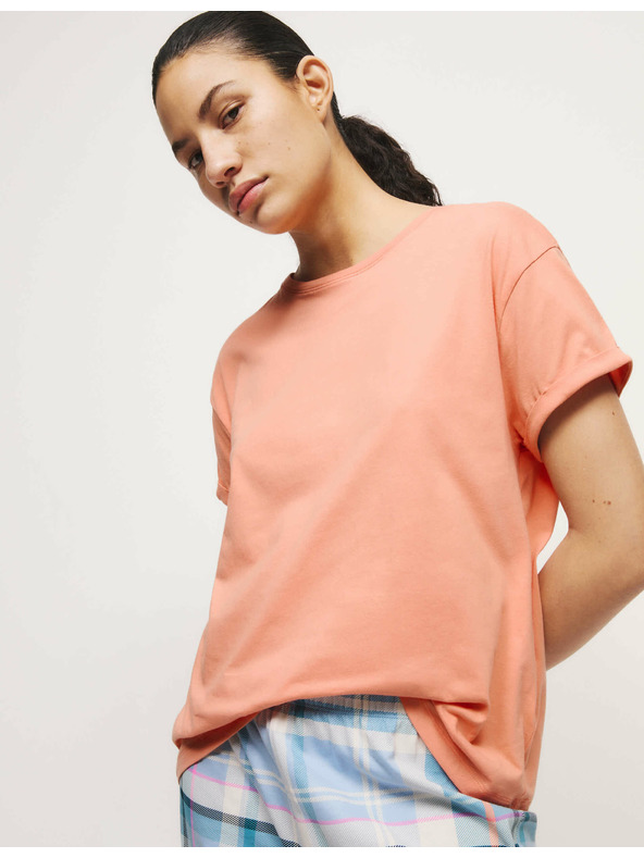 Marks & Spencer Kockovaná pyžamová súprava z čistej bavlny Marks & Spencer oranžová