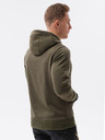 Ombre Clothing Khaki pánska základná mikina s kapucňou Ombre Oblečenie