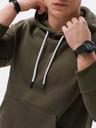 Ombre Clothing Khaki pánska základná mikina s kapucňou Ombre Oblečenie