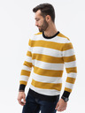 Ombre Clothing Pánsky bielo-horčicový pruhovaný sveter Ombre Clothing E189
