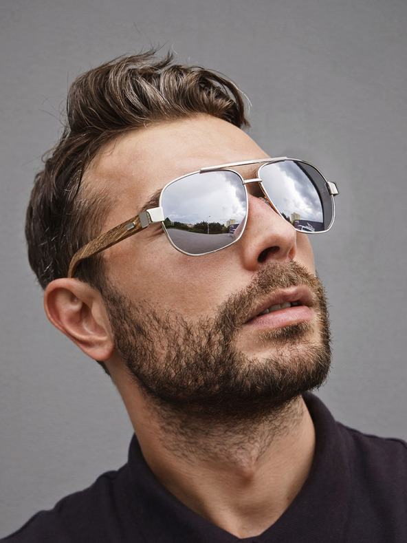 VEYREY VeyRey Drevené pilotné slnečné okuliare Pent Silver Okuliare