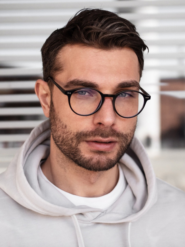 VEYREY VeyRey Modré okuliare proti svetlu oválne Justyn čierne