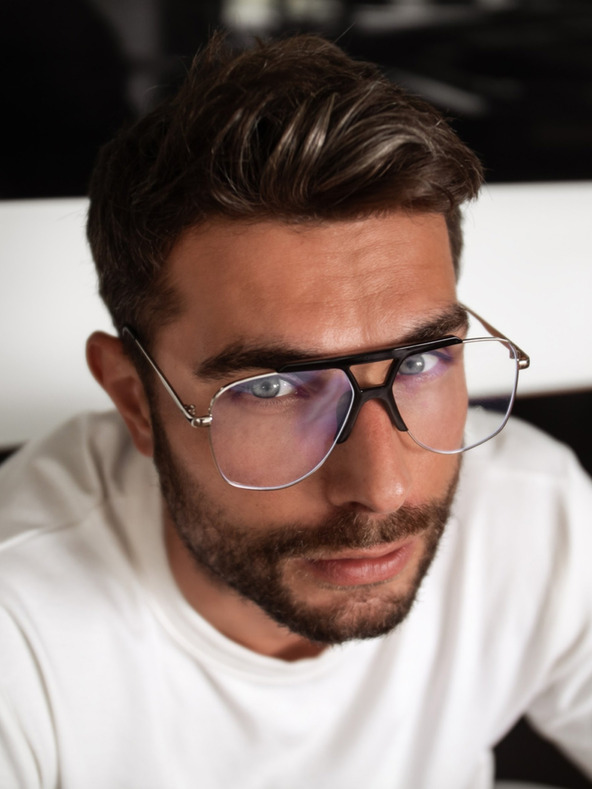 VEYREY VeyRey Asa strieborné modré slnečné okuliare blokujúce svetlo