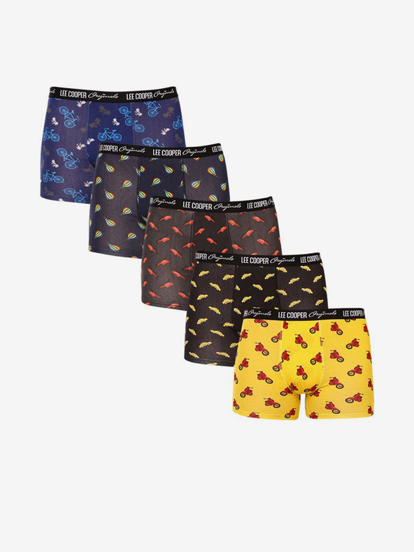 Lee Cooper Súprava piatich pánskych vzorovaných boxeriek v žltej, čiernej a modrej farbe od Lee Cooper