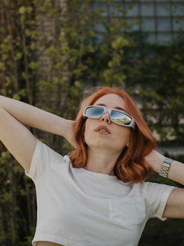 VEYREY Biele unisex športové slnečné okuliare VeyRey Steampunk Istephiel