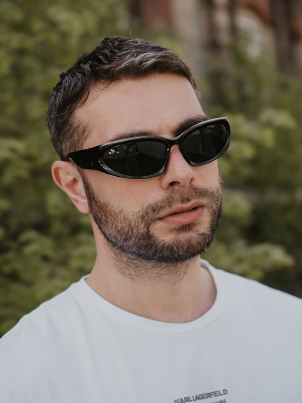 VEYREY Čierne unisex športové slnečné okuliare VeyRey Steampunk Yolzalgil