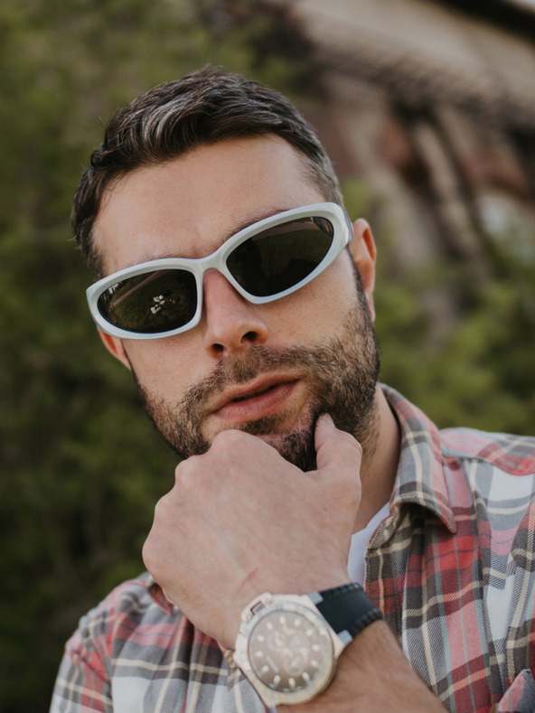 VEYREY Biele unisex slnečné okuliare VeyRey Steampunk Telos