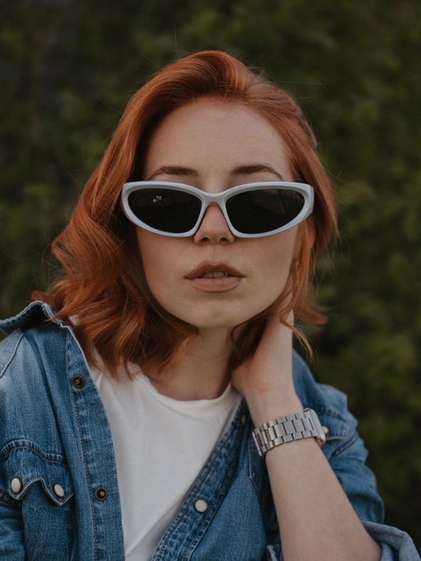 VEYREY Biele unisex slnečné okuliare VeyRey Steampunk Telos