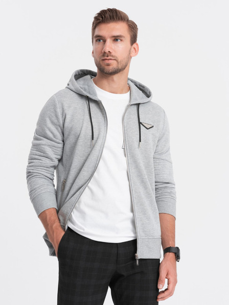 Ombre Clothing Svetlošedá pánska mikina s kapucňou Ombre Clothing