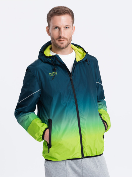 Ombre Clothing Zelená a petrolejová pánska športová bunda Ombre Clothing