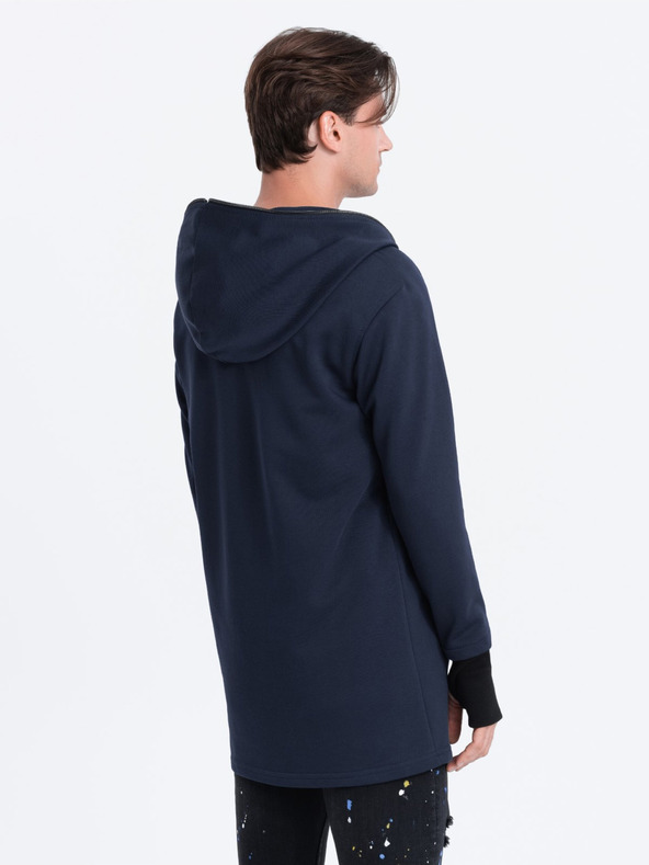 Ombre Clothing Tmavomodrá pánska mikina s kapucňou Ombre Clothing