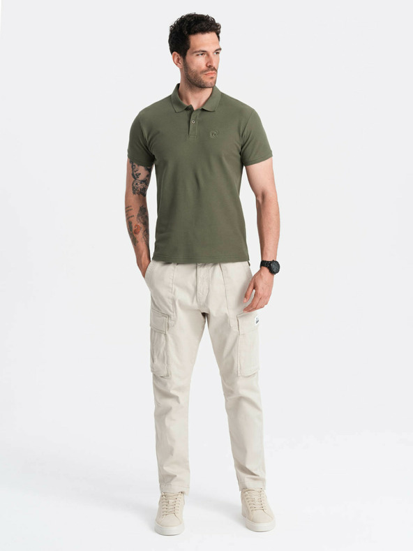 Ombre Clothing Zelená pánska základná polokošeľa Ombre Oblečenie