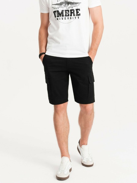 Ombre Clothing Čierne pánske cargo šortky Ombre Oblečenie