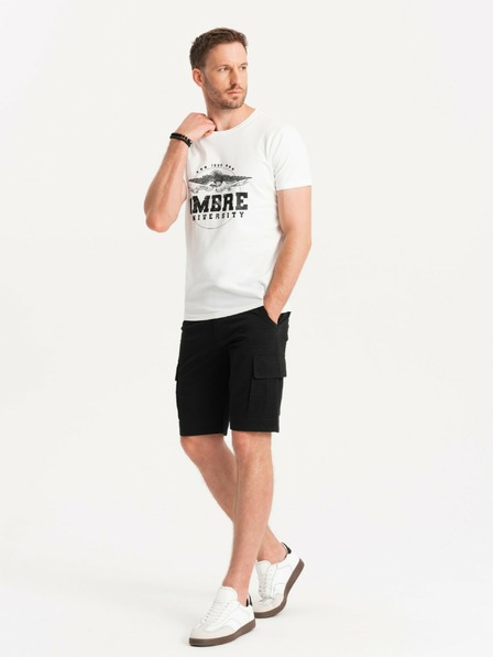 Ombre Clothing Čierne pánske cargo šortky Ombre Oblečenie