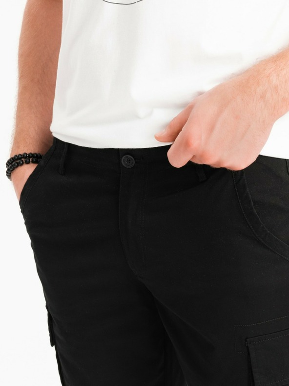 Ombre Clothing Čierne pánske cargo šortky Ombre Oblečenie